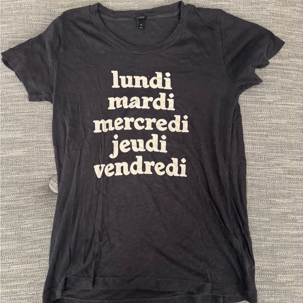 J. Crew Black Tee with French Text